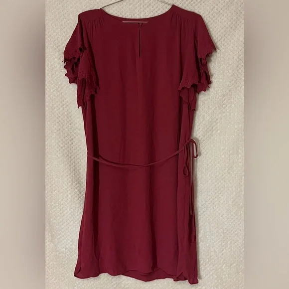 LOFT Mini Dress Flutter Sleeve Drawstring Waist Flowy Flattering Womens Medium - Picture 3 of 9